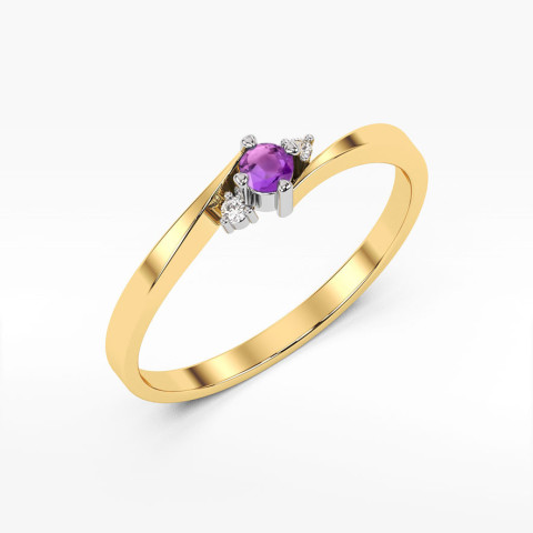 Pierścionek z żółtego złota z ametystem - próba 585 0,22CT w0346.Z3.AMV.01