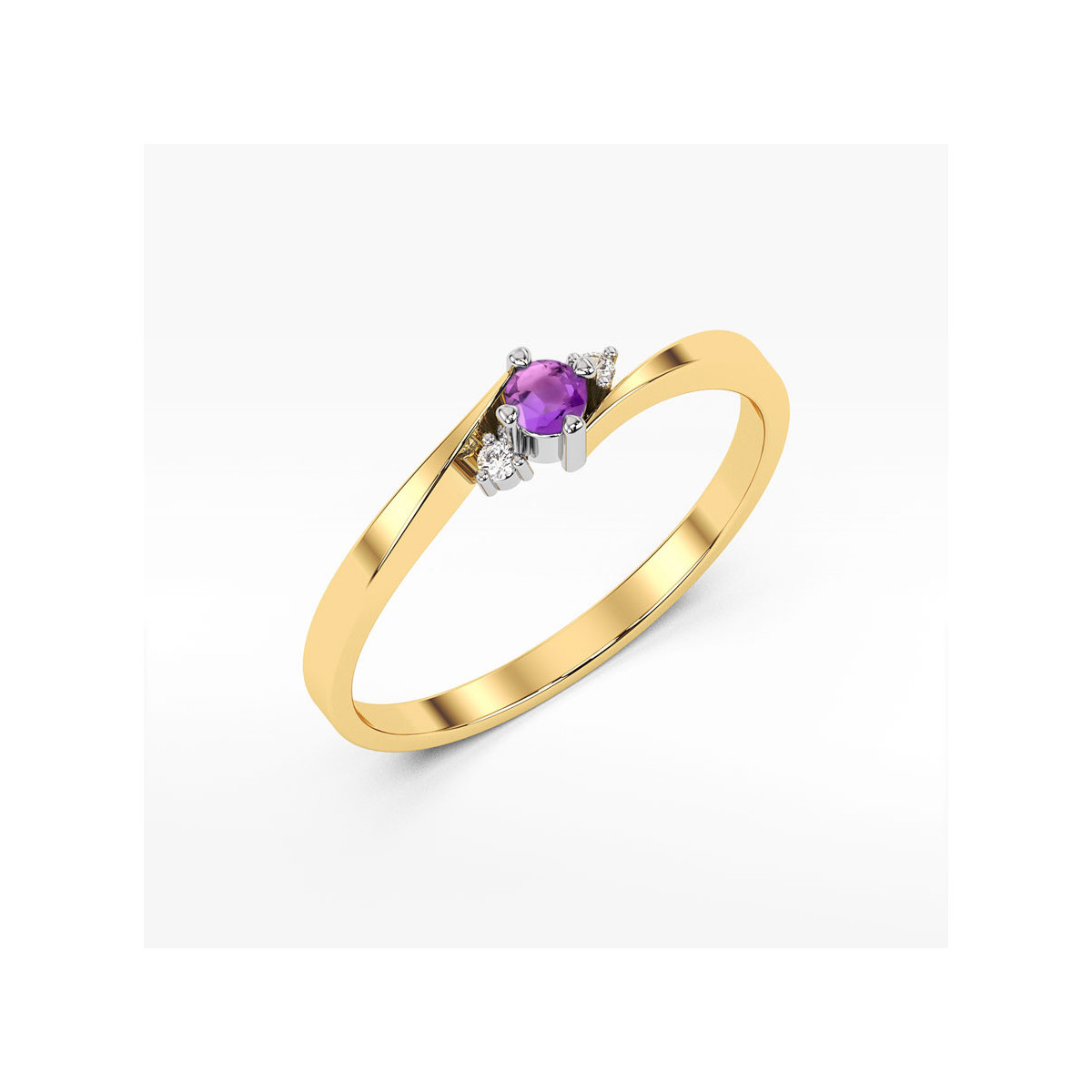 Pierścionek z żółtego złota z ametystem - próba 585 0,22CT w0346.Z3.AMV.01