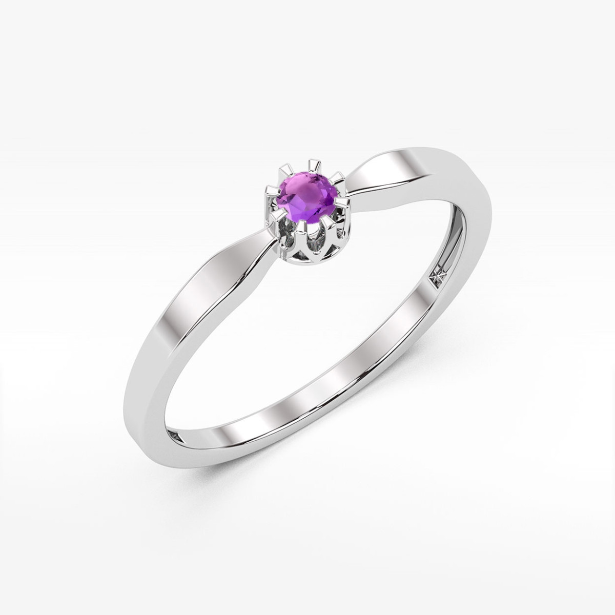Pierścionek z białego złota z ametystem - próba 585 0,10CT w0450.B3.AMV.01