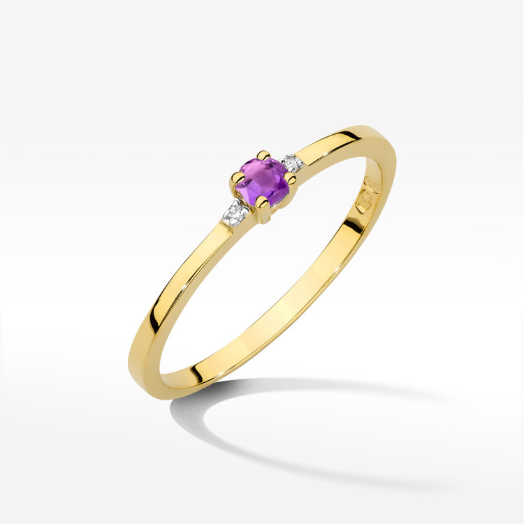 Pierścionek W0464 Ametyst 0,10ct żółte złoto