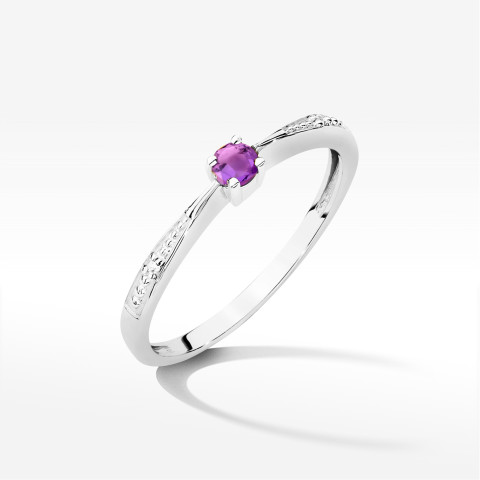 Pierścionek z białego złota z ametystem - próba 585 0,12CT PV-236.B3.AMV.01