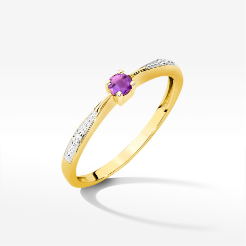 Pierścionek z żółtego złota z ametystem - próba 585 0,12CT PV-236.Z3.AMV.01