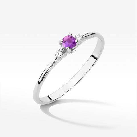 Pierścionek z białego złota z ametystem - próba 585 0,115CT w0614.B3.AMV.01