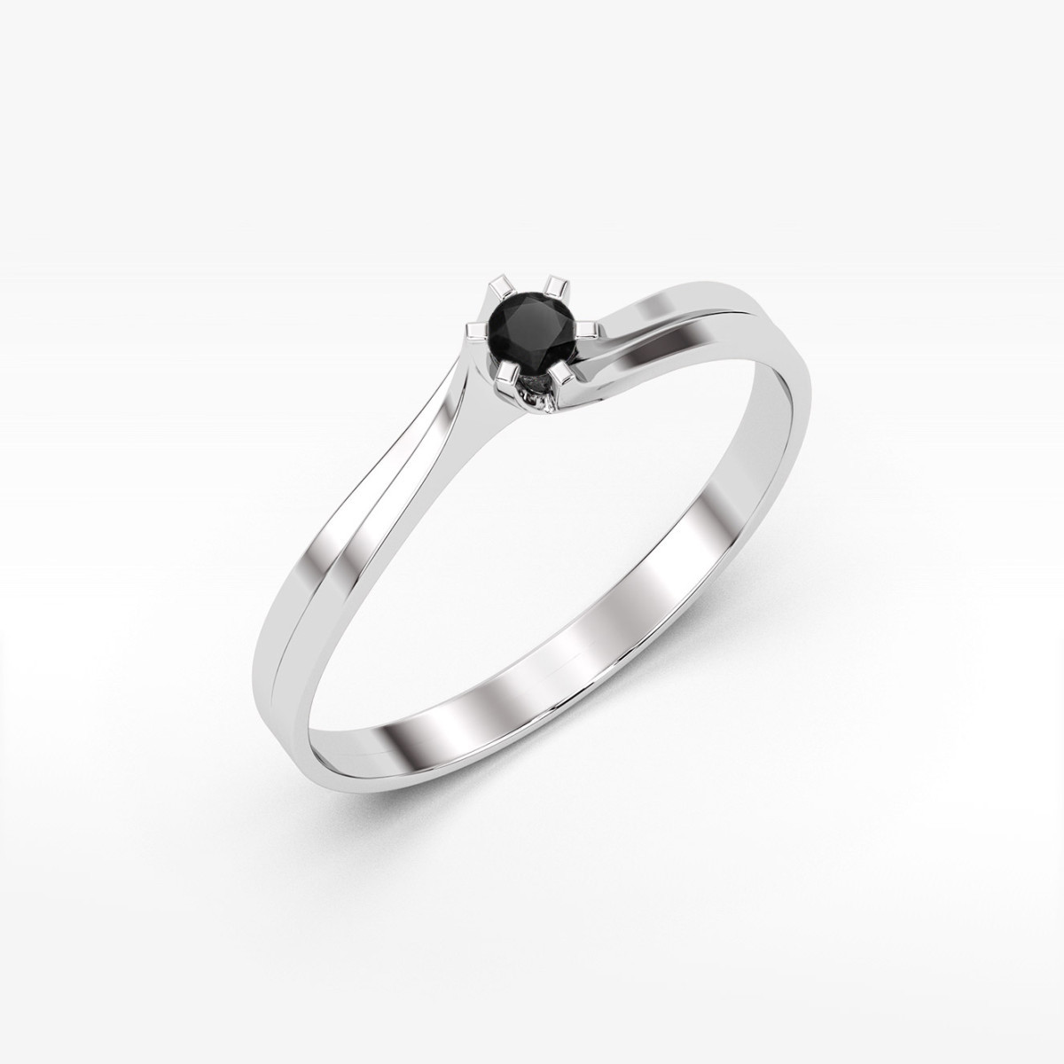 Pierścionek z białego złota z czarnym diamentem - próba 585 0,12CT PV-039.B3.DIB.01