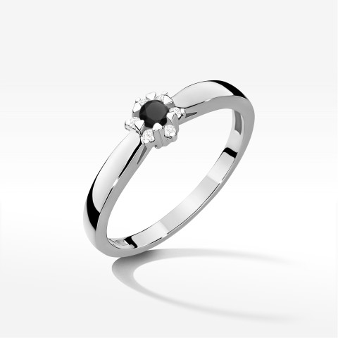 Pierścionek z białego złota z czarnym diamentem - próba 585 0,27CT PV-251.B3.DIB.01