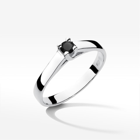 Pierścionek z białego złota z czarnym diamentem - próba 585 0,12CT w0070.B3.DIB.01