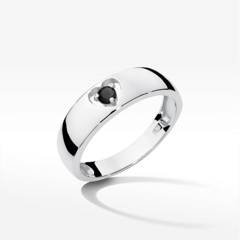 Pierścionek z białego złota z czarnym diamentem - próba 585 0,12CT PV-184.B3.DIB.01