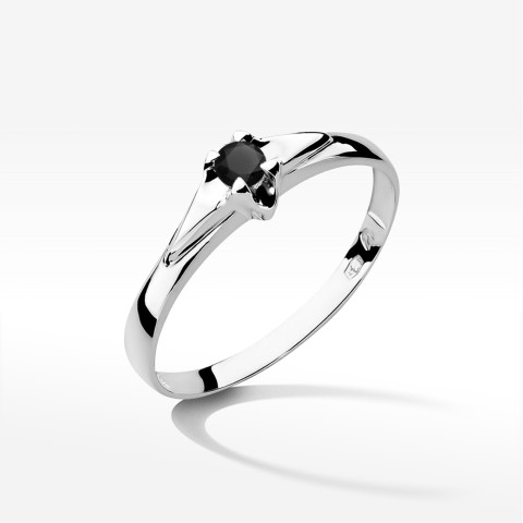 Pierścionek z białego złota z czarnym diamentem - próba 585 0,12CT w0088.B3.DIB.01