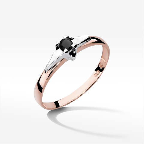 Pierścionek z różowego złota z czarnym diamentem - próba 585 0,12CT w0088.R3.DIB.01
