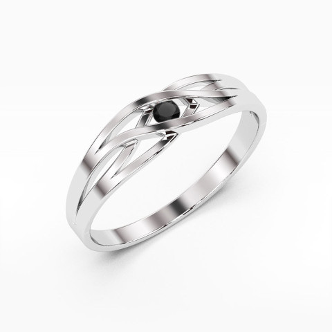 Pierścionek z białego złota z czarnym diamentem - próba 585 0,12CT w0156.B3.DIB.01