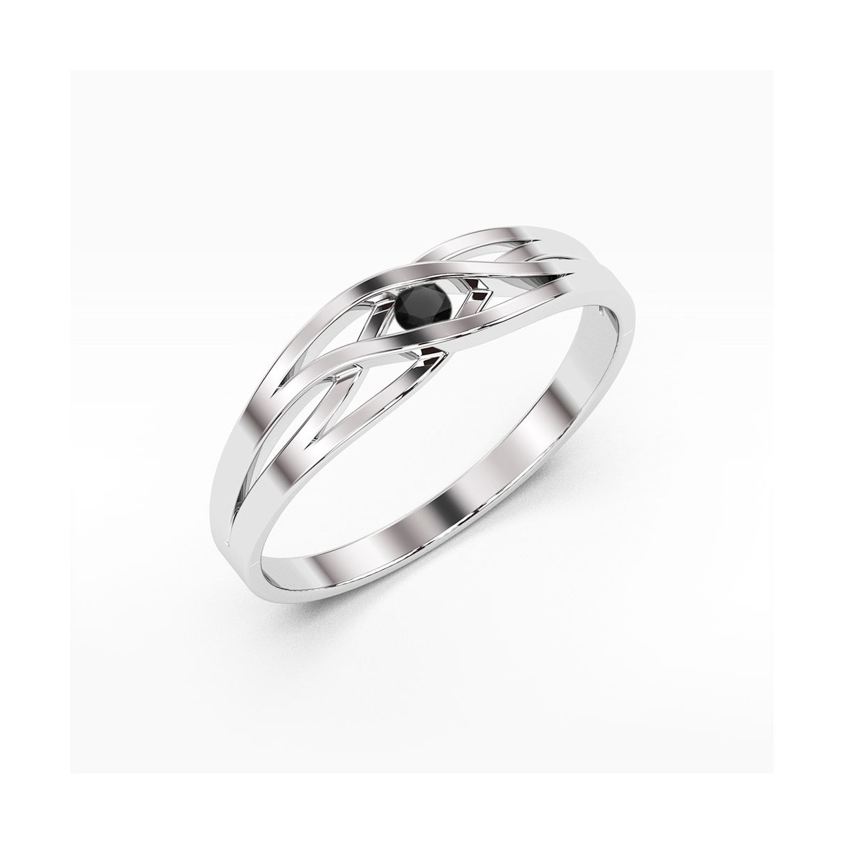 Pierścionek z białego złota z czarnym diamentem - próba 585 0,12CT w0156.B3.DIB.01
