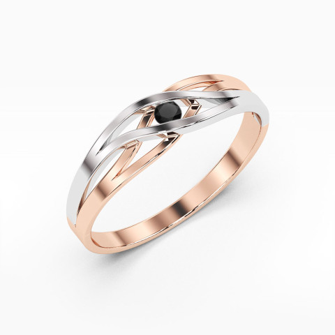 Pierścionek z różowego złota z czarnym diamentem - próba 585 0,12CT w0156.R3.DIB.01