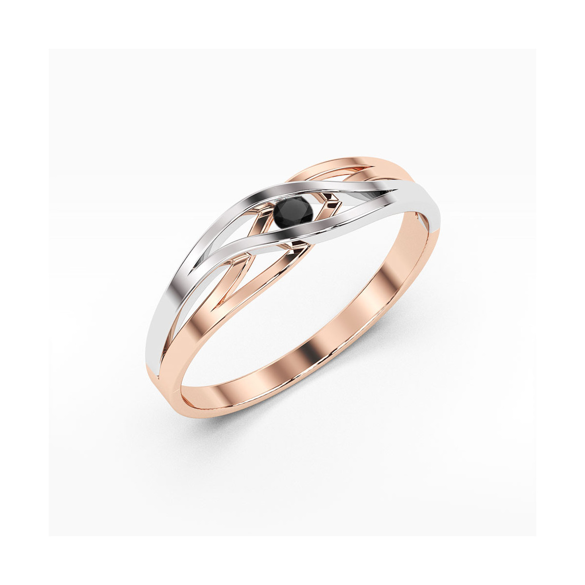 Pierścionek z różowego złota z czarnym diamentem - próba 585 0,12CT w0156.R3.DIB.01