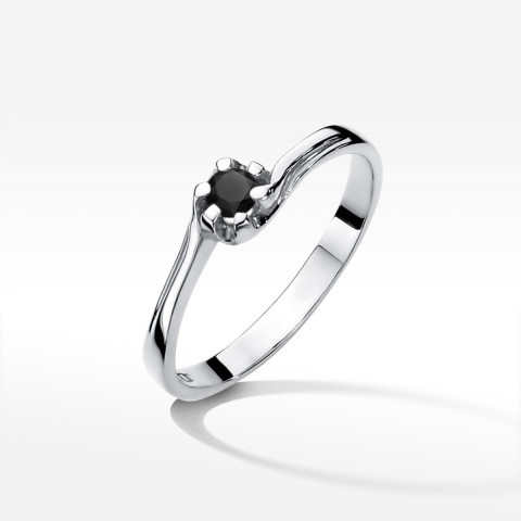 Pierścionek z białego złota z czarnym diamentem - próba 585 0,12CT w0163.B3.DIB.01