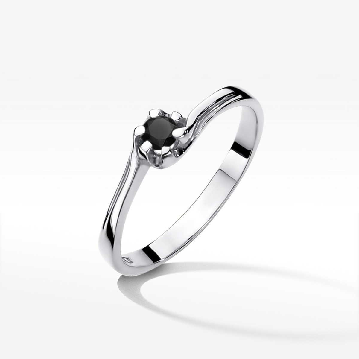 Pierścionek z białego złota z czarnym diamentem - próba 585 0,12CT w0163.B3.DIB.01