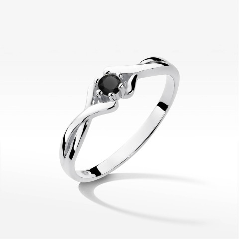 Pierścionek z białego złota z czarnym diamentem - próba 585 0,12CT PV-123.B3.DIB.01