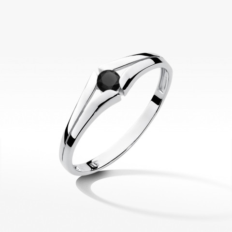 Pierścionek z białego złota z czarnym diamentem - próba 585 0,12CT w0207.B3.DIB.01