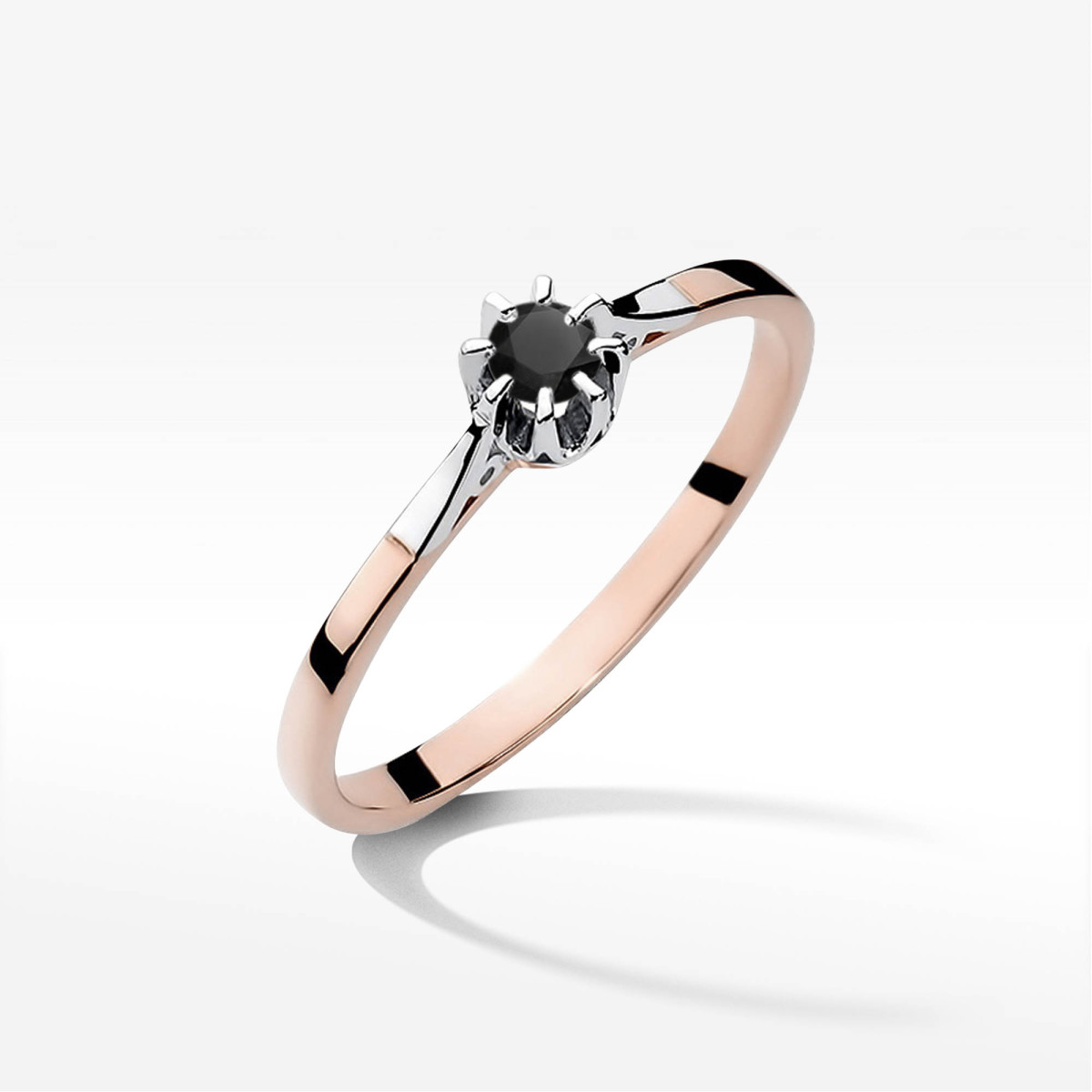 Pierścionek z różowego złota z czarnym diamentem - próba 585 0,12CT w0209.R3.DIB.01