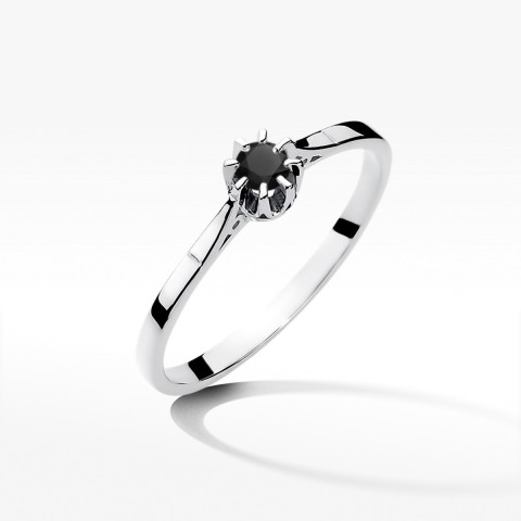 Pierścionek z białego złota z czarnym diamentem - próba 585 0,12CT w0209.B3.DIB.01
