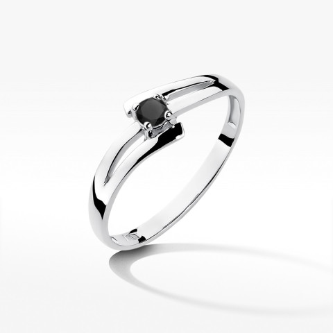 Pierścionek z białego złota z czarnym diamentem - próba 585 0,12CT w0210.B3.DIB.01