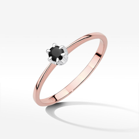 Pierścionek z różowego złota z czarnym diamentem - próba 585 0,12CT w0220.R3.DIB.02