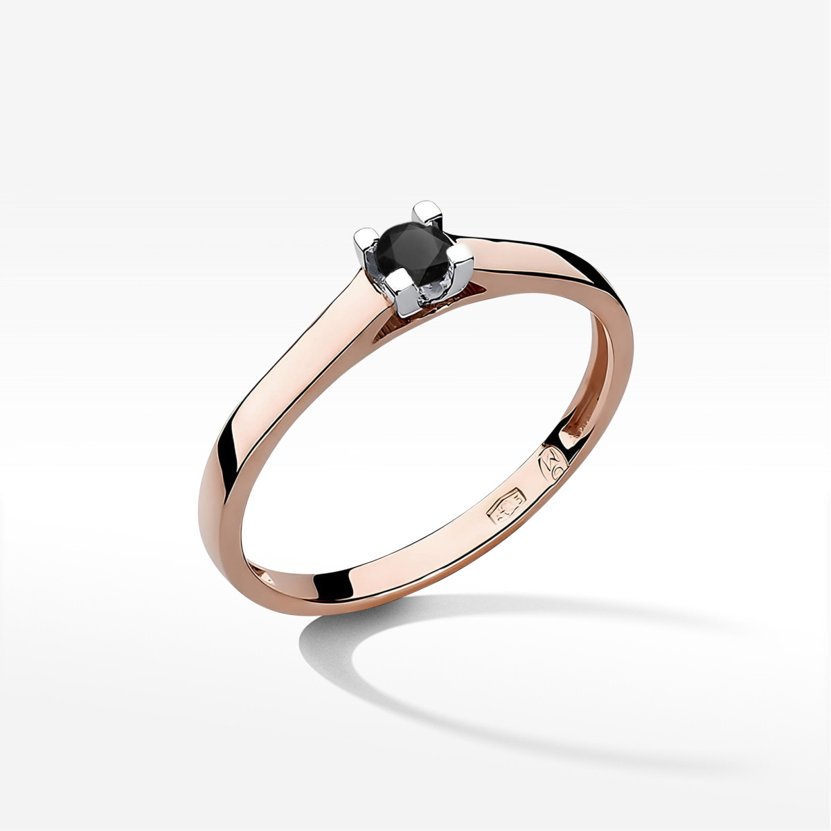 Pierścionek z różowego złota z czarnym diamentem - próba 585 0,12CT w0221.R3.DIB.02