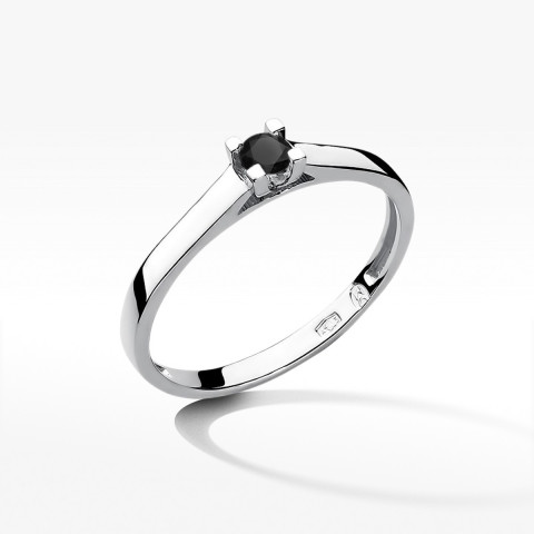 Pierścionek z białego złota z czarnym diamentem - próba 585 0,12CT w0221.B3.DIB.02