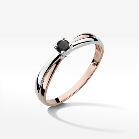 Pierścionek z różowego złota z czarnym diamentem - próba 585 0,12CT w0230.R3.DIB.02