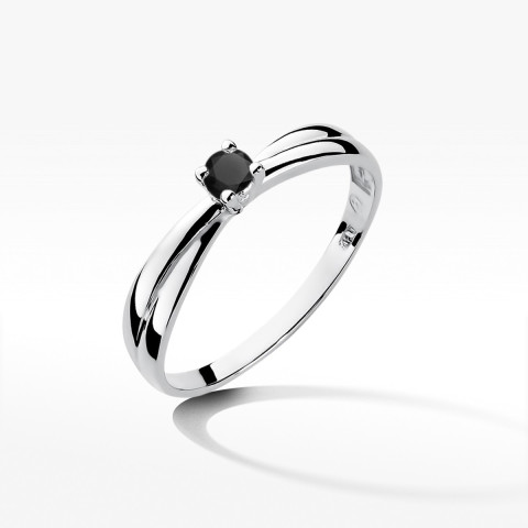 Pierścionek z białego złota z czarnym diamentem - próba 585 0,12CT w0230.B3.DIB.02
