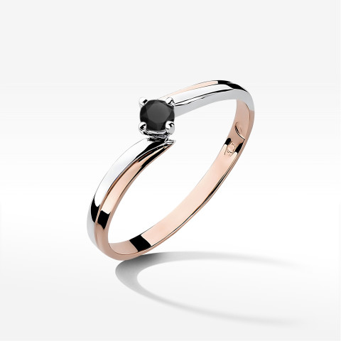 Pierścionek z różowego złota z czarnym diamentem - próba 585 0,12CT w0231.R3.DIB.02