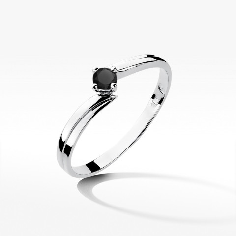 Pierścionek z białego złota z czarnym diamentem - próba 585 0,12CT w0231.B3.DIB.02