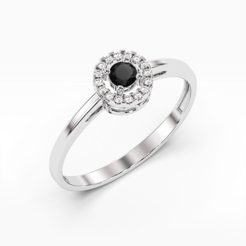 Pierścionek PV-178 Czarny Diament 0,12ct białe złoto