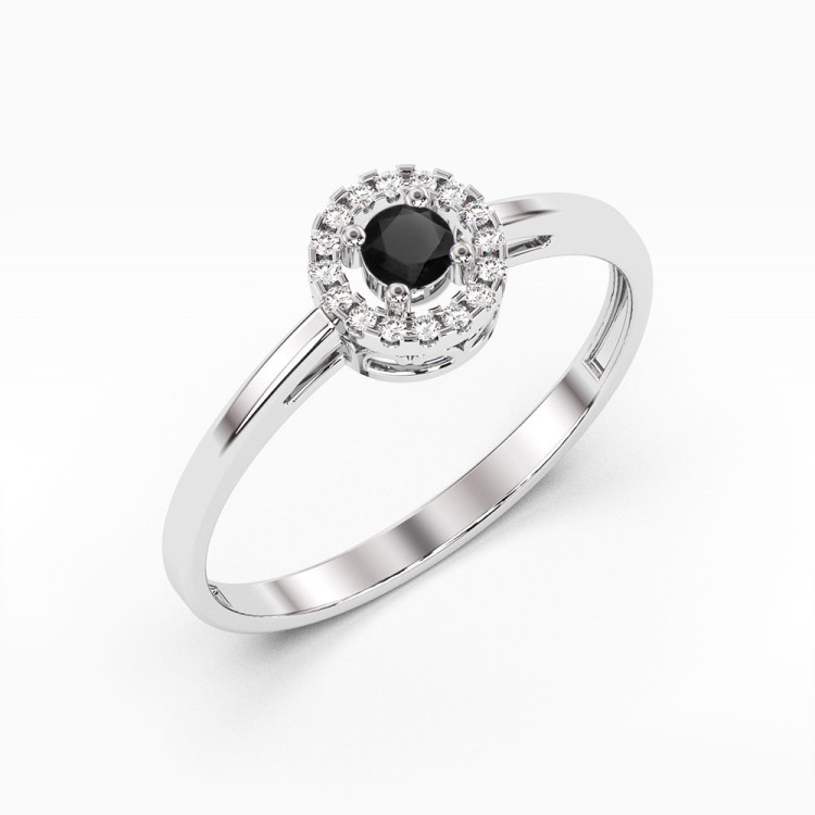 Pierścionek PV-178 Czarny Diament 0,12ct białe złoto