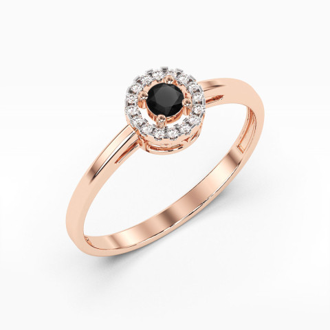 Pierścionek PV-178 Czarny Diament 0,12ct różowe złoto