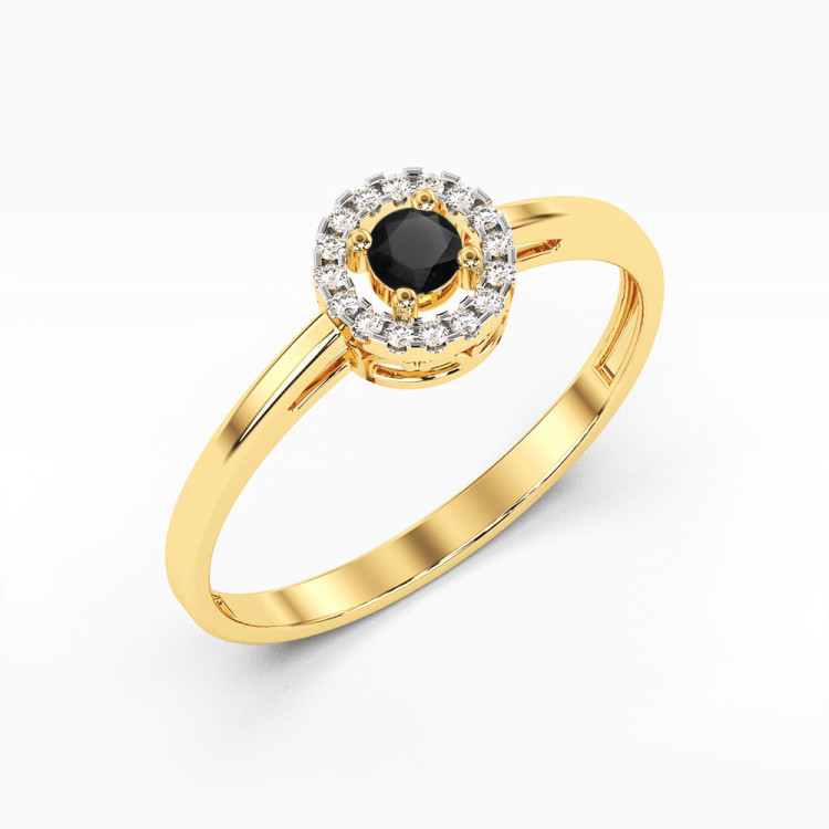 Pierścionek PV-178 Czarny Diament 0,12ct żółte złoto