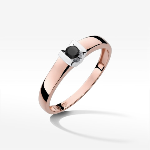 Pierścionek z różowego złota z czarnym diamentem - próba 585 0,12CT w0249.R3.DIB.01