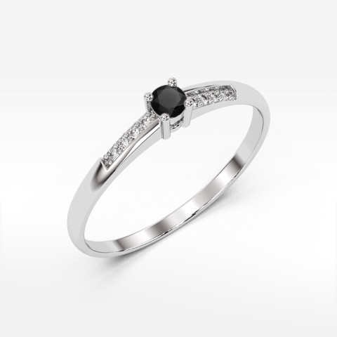 Pierścionek z białego złota z czarnym diamentem - próba 585 0,16CT PV-180.B3.DIB.01
