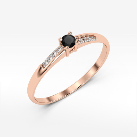 Pierścionek z różowego złota z czarnym diamentem - próba 585 0,16CT PV-180.R3.DIB.01