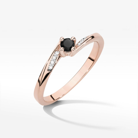 Pierścionek z różowego złota z czarnym diamentem - próba 585 0,31CT w0262.R3.DIB.01