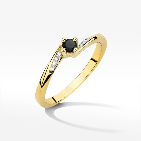 Pierścionek z żółtego złota z czarnym diamentem - próba 585 0,31CT w0262.Z3.DIB.01