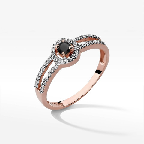 Pierścionek z różowego złota z czarnym diamentem - próba 585 0,43CT w0272.R3.DIB.01