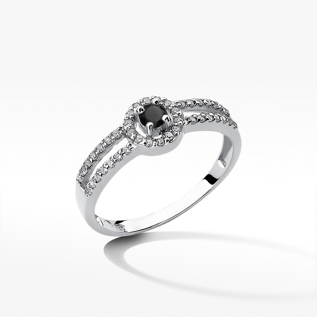 Pierścionek z białego złota z czarnym diamentem - próba 585 0,43CT w0272.B3.DIB.01