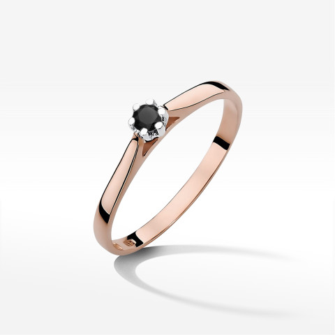 Pierścionek z różowego złota z czarnym diamentem - próba 585 0,12CT w0311.R3.DIB.02