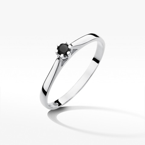 Pierścionek z białego złota z czarnym diamentem - próba 585 0,12CT w0311.B3.DIB.02