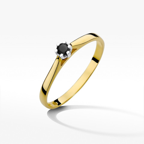 Pierścionek z żółtego złota z czarnym diamentem - próba 585 0,12CT w0311.Z3.DIB.02