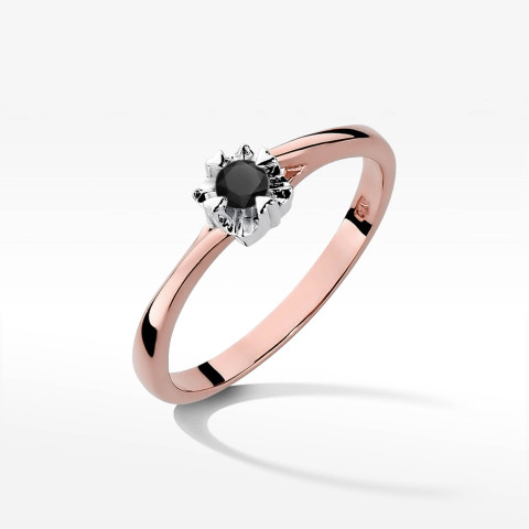 Pierścionek z różowego złota z czarnym diamentem - próba 585 0,12CT w0318.R3.DIB.01