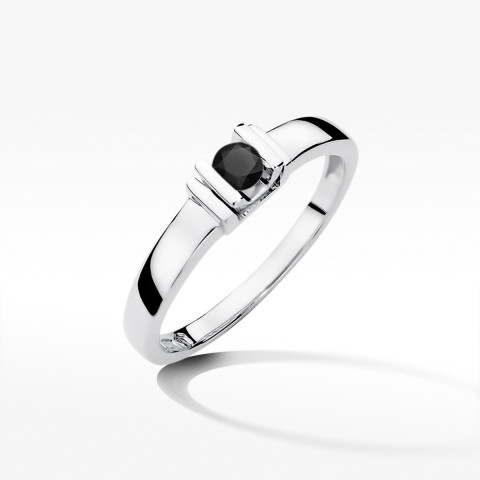 Pierścionek z białego złota z czarnym diamentem - próba 585 0,12CT w0343.B3.DIB.01