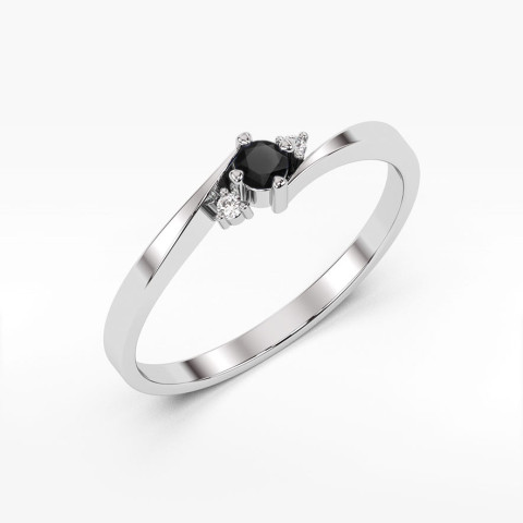 Pierścionek z białego złota z czarnym diamentem - próba 585 0,24CT w0346.B3.DIB.01