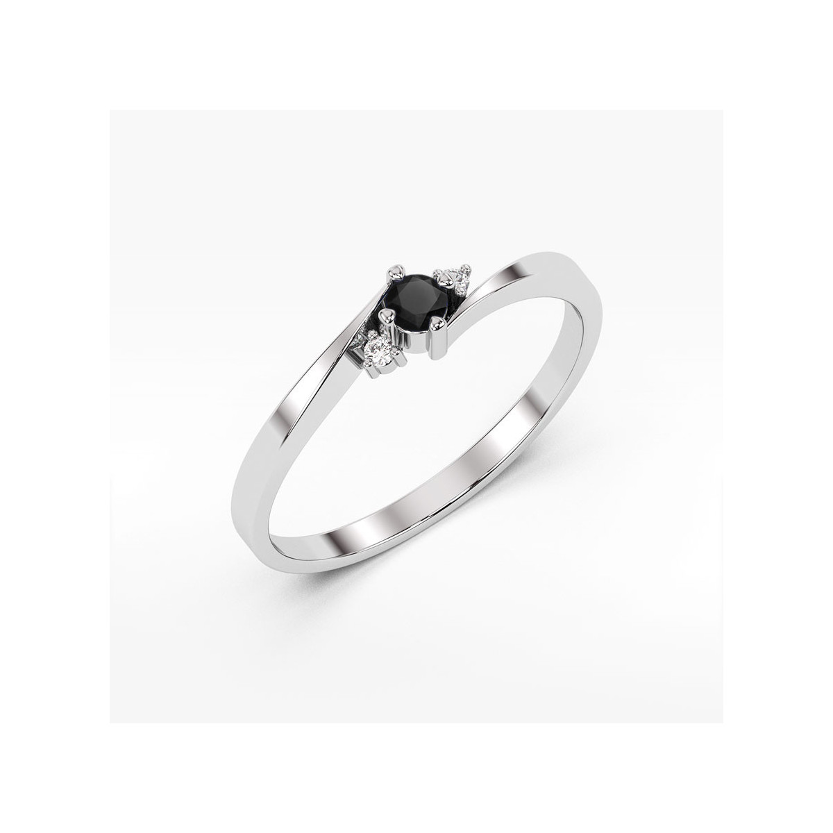 Pierścionek z białego złota z czarnym diamentem - próba 585 0,24CT w0346.B3.DIB.01