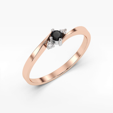 Pierścionek z różowego złota z czarnym diamentem - próba 585 0,24CT w0346.R3.DIB.01
